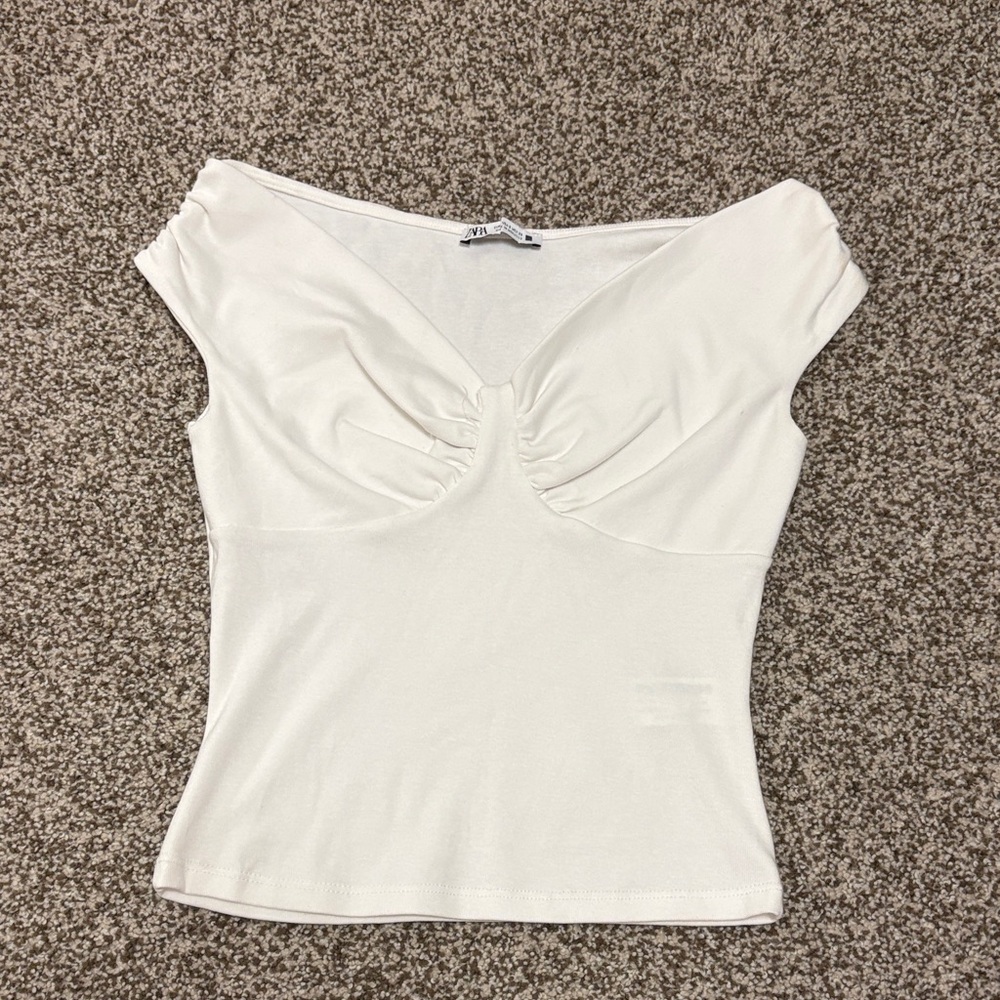 Zara Elegant White Women's Off the Shoulder Top Size S